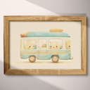 Full frame view of A cute chibi anime pastel pencil illustration, a school bus