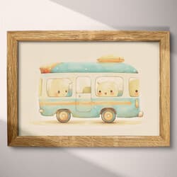 School Bus Digital Download | Transportation Wall Decor | White, Gray and Brown Decor | Chibi Print | Kids Wall Art | Back To School Art | Autumn Digital Download | Pastel Pencil Illustration