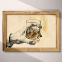 Full frame view of A vintage graphite sketch, a man's hand holding a glass of whiskey