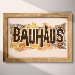 Bauhaus Pattern Art | Abstract Wall Art | Abstract Print | Beige, Brown and Orange Decor | Bauhaus Wall Decor | Office Digital Download | Back To School Art | Autumn Wall Art | Linocut Print