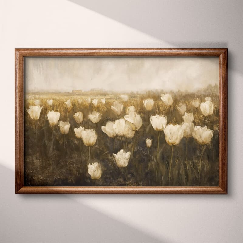 Full frame view of An impressionist oil painting, a tulip field