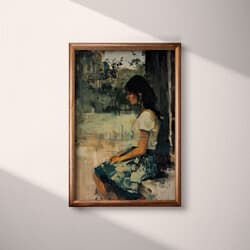 Woman Art | Portrait Wall Art | Portrait Print | Black, Brown, Gray and Orange Decor | Japandi Wall Decor | Living Room Digital Download | Housewarming Art | Autumn Wall Art | Oil Painting