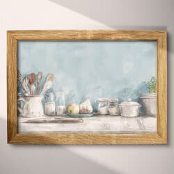 Still Life Digital Download | Still Life Wall Decor | Food & Drink Decor | Blue, Gray and Black Print | Rustic Wall Art | Kitchen & Dining Art | Housewarming Digital Download | Thanksgiving Wall Decor | Autumn Decor | Pastel Pencil Illustration