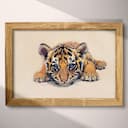 Full frame view of A cute chibi anime pastel pencil illustration, a tiger