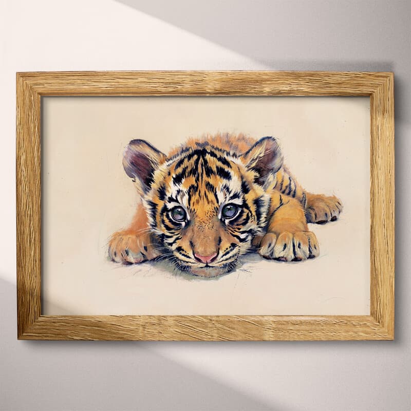 Full frame view of A cute chibi anime pastel pencil illustration, a tiger