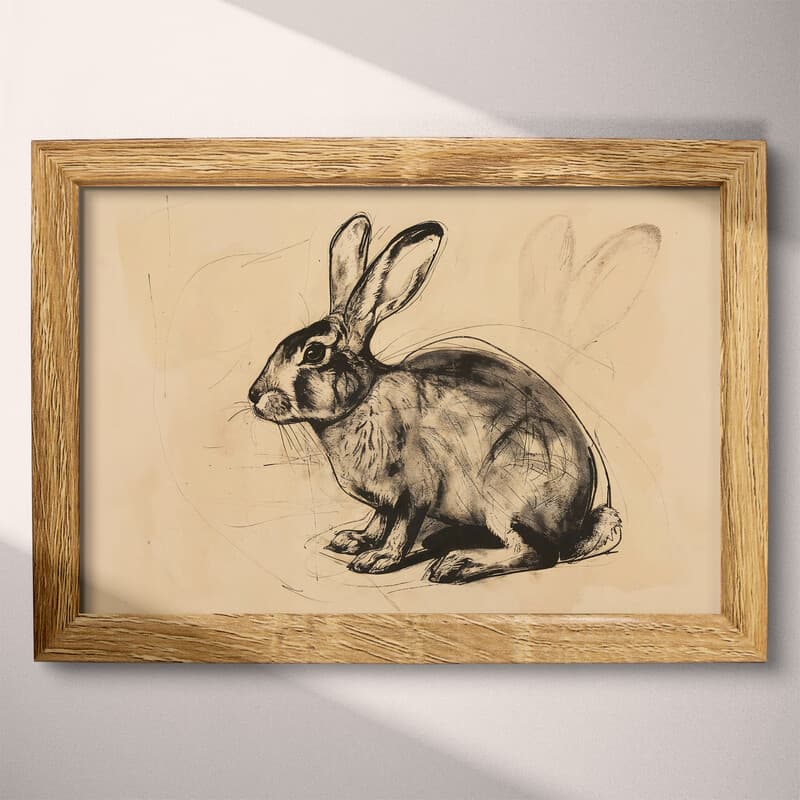 Full frame view of A rustic graphite sketch, a rabbit