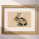 Matted frame view of A rustic graphite sketch, a rabbit