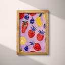 Full frame view of A bohemian textile print, fruit pattern