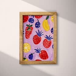 Fruit Pattern Art | Fruit Wall Art | Food & Drink Print | Purple, Red, Blue, Orange, Green and White Decor | Bohemian Wall Decor | Kitchen & Dining Digital Download | Housewarming Art | Cinco de Mayo Wall Art | Summer Print | Textile