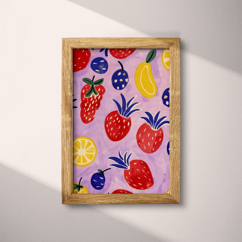 Full frame view of A bohemian textile print, fruit pattern