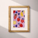 Matted frame view of A bohemian textile print, fruit pattern