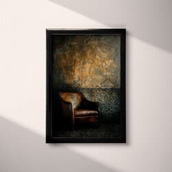 Leather Chair Digital Download | Interior Design Wall Decor | Abstract Decor | Black, Brown and White Print | Impressionist Wall Art | Living Room Art | Halloween Digital Download | Autumn Wall Decor | Oil Painting