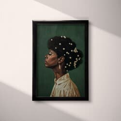 Woman Portrait Digital Download | Portrait Wall Decor | Portrait Decor | Green, Brown, Gray and White Print | Afrofuturism Wall Art | Living Room Art | Kwanzaa Digital Download | Autumn Wall Decor | Oil Painting