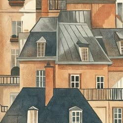 French Architecture Art | Architecture Wall Art | Architecture Print | Beige, Black and Gray Decor | Vintage Wall Decor | Living Room Digital Download | Housewarming Art | Autumn Wall Art | Pastel Pencil Illustration