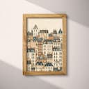 Full frame view of A vintage pastel pencil illustration, french city architecture