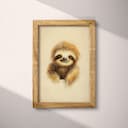 Full frame view of A cute chibi anime colored pencil illustration, a sloth