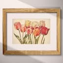 Matted frame view of A farmhouse pastel pencil illustration, tulips
