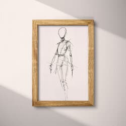 Mannequin Art | Figurative Wall Art | Fashion Print | White, Black and Gray Decor | Vintage Wall Decor | Office Digital Download | Halloween Art | Winter Wall Art | Graphite Sketch