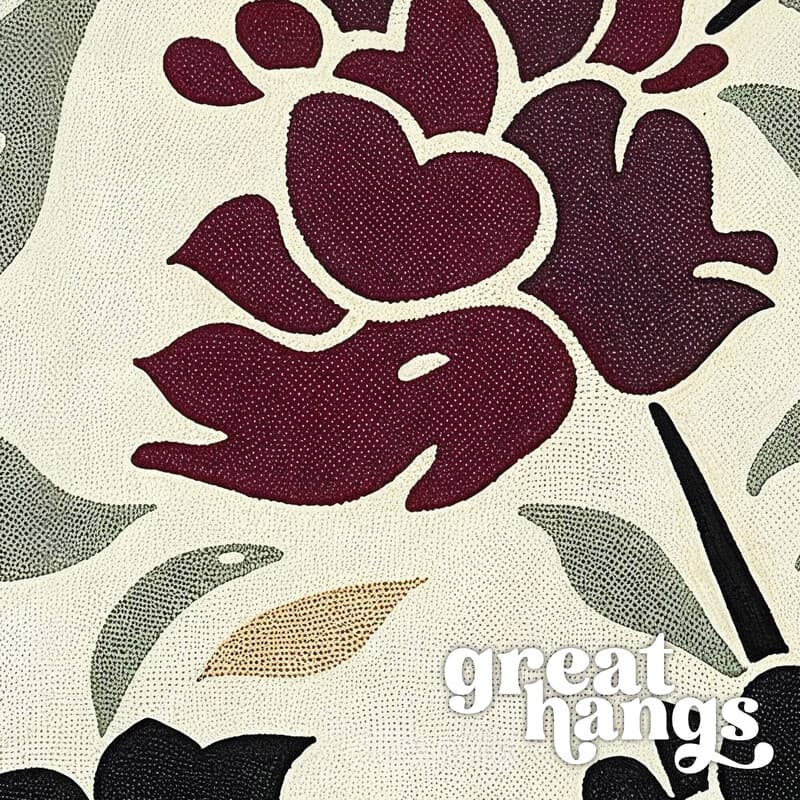 Closeup view of An art nouveau textile print, simple pattern