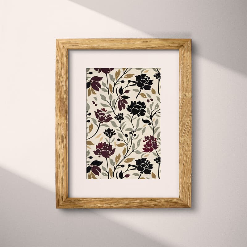 Matted frame view of An art nouveau textile print, simple pattern