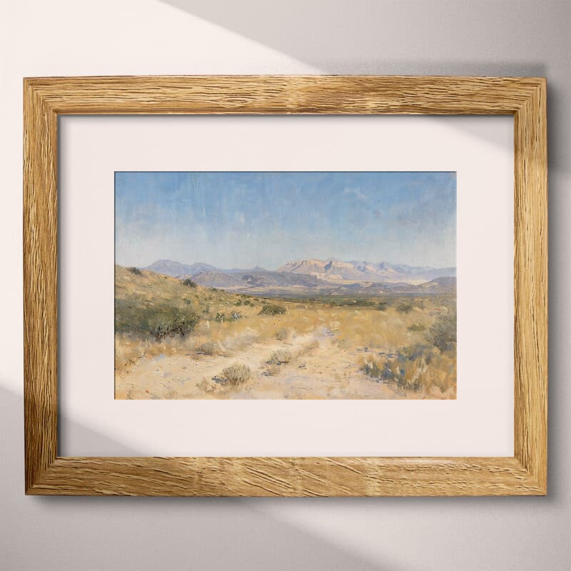 Matted frame view of An impressionist oil painting, mesa landscape