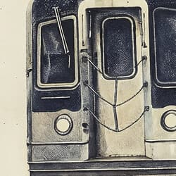 Subway Train Digital Download | Transportation Wall Decor | Architecture Decor | White, Black and Gray Print | Industrial Wall Art | Office Art | Winter Digital Download | Pastel Pencil Illustration