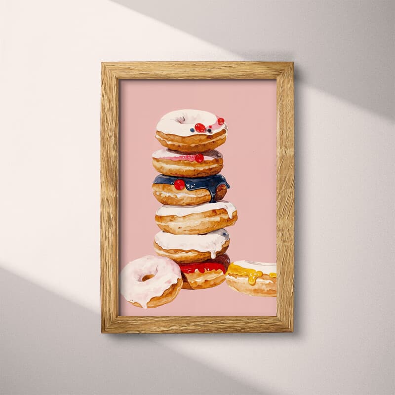 Full frame view of A cute simple illustration with simple shapes, stack of doughnuts