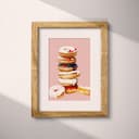 Matted frame view of A cute simple illustration with simple shapes, stack of doughnuts