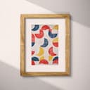 Matted frame view of A bauhaus textile print, half moon pattern