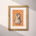 Matted frame view of A cute chibi anime pastel pencil illustration, a penguin