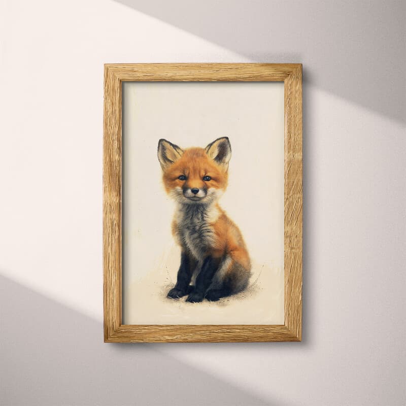 Full frame view of A cute chibi anime pastel pencil illustration, a fox