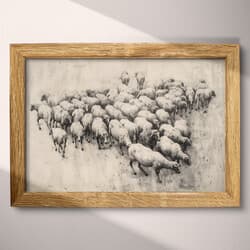 Sheep Herd Art | Animal Wall Art | Animals Print | Beige, Black and Gray Decor | Farmhouse Wall Decor | Living Room Digital Download | Housewarming Art | Autumn Wall Art | Graphite Sketch