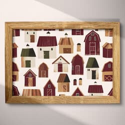 Barn Pattern Art | Rural Wall Art | Architecture Print | White, Purple and Brown Decor | Rustic Wall Decor | Living Room Digital Download | Housewarming Art | Thanksgiving Wall Art | Autumn Print | Textile