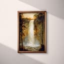 Full frame view of An impressionist oil painting, waterfall at sunset