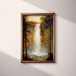 Waterfall Digital Download | Nature Wall Decor | Landscapes Decor | Brown, Black and Gray Print | Impressionist Wall Art | Living Room Art | Housewarming Digital Download | Autumn Wall Decor | Oil Painting