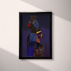 King Art | Portraits Wall Art | Black, Red, Orange, Blue and Beige Print | Afrofuturism Decor | Living Room Wall Decor | LGBTQ Pride Digital Download | Kwanzaa Art | Autumn Wall Art | Oil Painting