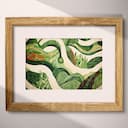 Matted frame view of A contemporary colored pencil illustration, a garden maze, top-down view