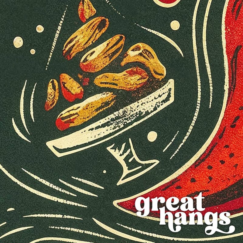 Closeup view of A vintage linocut print, the words "SPICE THINGS UP" with a chilli pepper