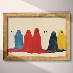 Ghosts Digital Download | Paranormal Wall Decor | Gothic Decor | White, Red, Black, Brown, Blue and Yellow Print | Minimal Wall Art | Kids Art | Halloween Digital Download | Halloween Wall Decor | Autumn Decor | Cartoon Drawing