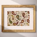 Matted frame view of A bohemian textile print, paisley pattern