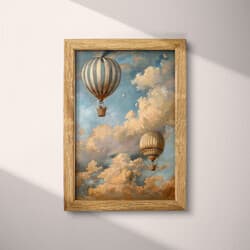 Hot Air Balloons Art | Aerial Wall Art | Landscapes Print | Gray, Orange, Black and Blue Decor | Impressionist Wall Decor | Living Room Digital Download | Housewarming Art | Summer Wall Art | Oil Painting