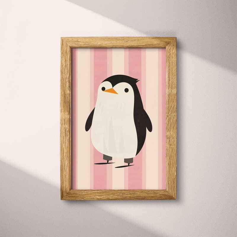 Full frame view of A cute simple illustration with simple shapes, an ice skating penguin