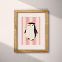 Matted frame view of A cute simple illustration with simple shapes, an ice skating penguin