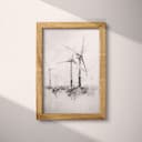 Full frame view of A vintage graphite sketch, wind turbines