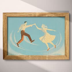 Swing Dance Digital Download | Dance Wall Decor | Music Decor | Blue, Beige, Brown, Orange and Black Print | Mid Century Wall Art | Living Room Art | Summer Digital Download | Letterpress Print