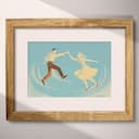 Matted frame view of A mid-century letterpress print, swing dancing