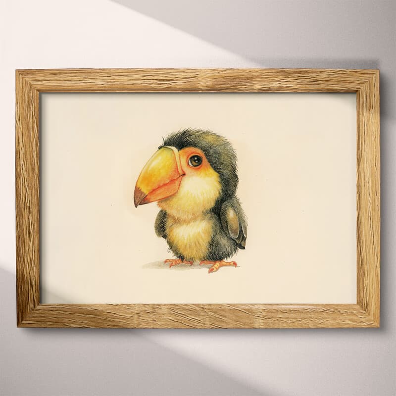 Full frame view of A cute chibi anime colored pencil illustration, a toucan