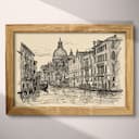 Full frame view of A vintage ink sketch, canal architecture