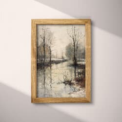 River Landscape Art | Landscape Wall Art | Landscapes Print | Beige, Gray and Black Decor | Impressionist Wall Decor | Living Room Digital Download | Housewarming Art | Autumn Wall Art | Oil Painting