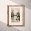 Matted frame view of An impressionist oil painting, a river landscape